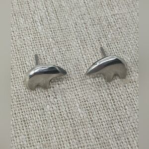 Vtg Navajo 925 Sterling Silver Bear Silhouette Southwestern Stud Earrings